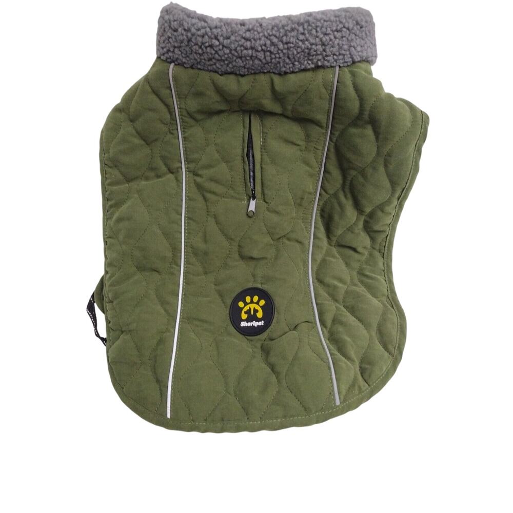 Sheripet Dog Jacket – Army Green Hooded Coat – Size M – Warm Winter Petwear